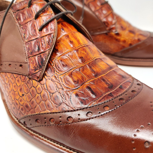 NWOB Asil Alligator Handcrafted Bespoke Custom Wingtip Shoe in Cognac Mens 11 - Picture 8 of 16